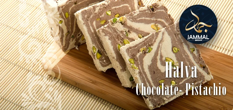 Chocolate and pistachio halva